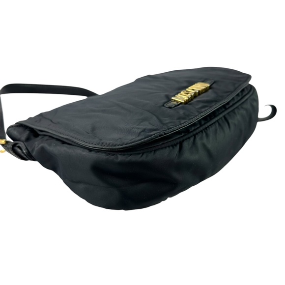 Vintage MOSCHINO Black Nylon Logo Crossbody Bag Purse - Picture 5 of 14
